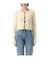 Patrizia Pepe Logo Detail Knit Sweater In Yellow Cream