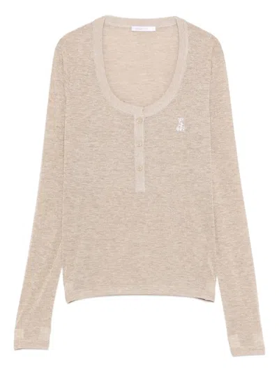 Patrizia Pepe Logo-detail Sweater In Neutral