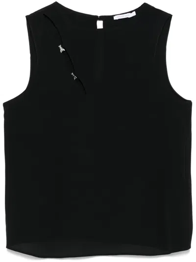 Patrizia Pepe Logo-detailed Blouse In Black