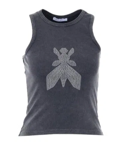 Patrizia Pepe Logo-embellished Tank Top In Gray