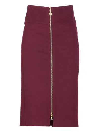 Patrizia Pepe Logo-embellished Zip-front Midi Skirt In Purple