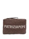Patrizia Pepe Logo-embroidered Clutch Bag In Brown