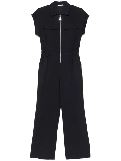 Patrizia Pepe Logo-embroidered Jumpsuit In Blue