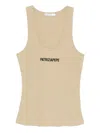 Patrizia Pepe Logo-embroidered Ribbed Tank Top In Neutral