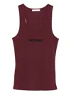 Patrizia Pepe Logo-embroidered Ribbed Tank Top In Burgundy