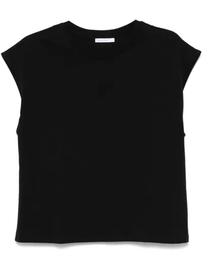 Patrizia Pepe Logo-embroidered T-shirt In Black  