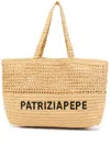 Patrizia Pepe Logo-embroidered Tote Bag In Neutrals
