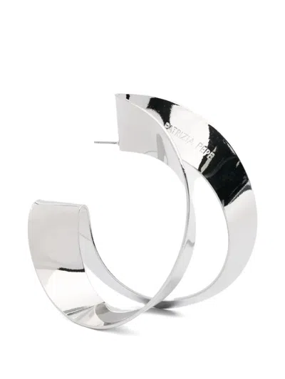 Patrizia Pepe Logo-engraved Earrings In Silver
