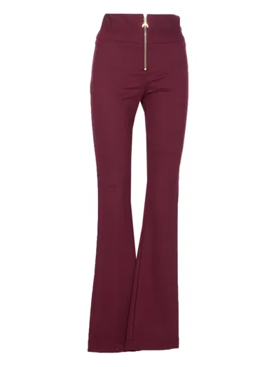 Patrizia Pepe Logo Front-zip Trousers In Purple