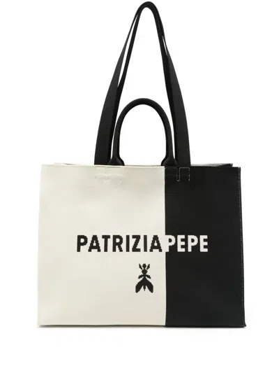 Patrizia Pepe Logo-jacquard Tote Bag In Neutrals