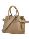 Patrizia Pepe Logo Leather Tote Bag In Neutral