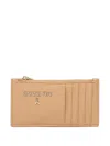 Patrizia Pepe Logo-lettering Leather Card Holder In Brown