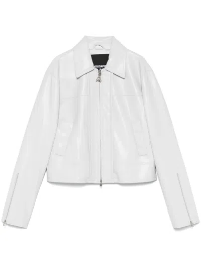 Patrizia Pepe Logo-patch Faux-leather Jacket In Grey