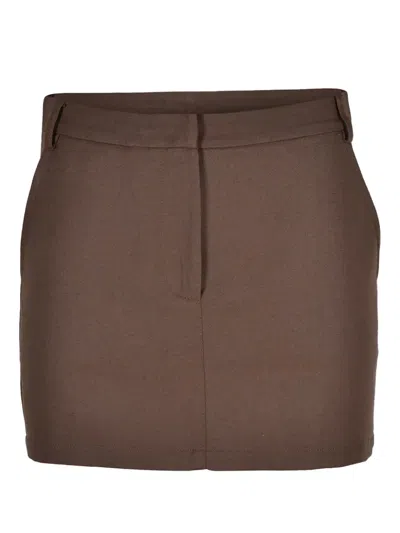 Patrizia Pepe Logo-patch Mini Skirt In Brown
