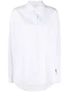 Patrizia Pepe Logo-patch Pointed-collar Cotton Shirt In White