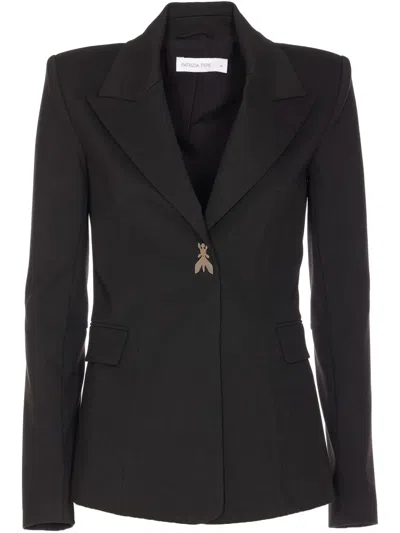 Patrizia Pepe Logo-pendant Blazer In Black