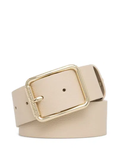 Patrizia Pepe Logo-plaque Belt In Nude