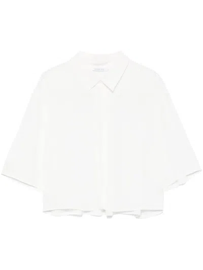 Patrizia Pepe Logo-plaque Cropped Shirt In White
