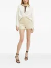 Patrizia Pepe Logo-plaque High-waisted Shorts In Neutral