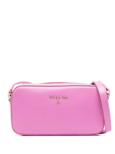 Patrizia Pepe Logo-plaque Leather Crossbody Bag In Pink