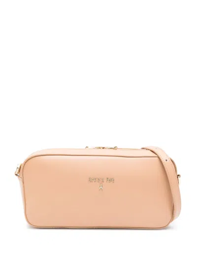 Patrizia Pepe Logo-plaque Leather Shoulder Bag In Brown