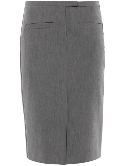 Patrizia Pepe Logo-plaque Midi Skirt In Grey