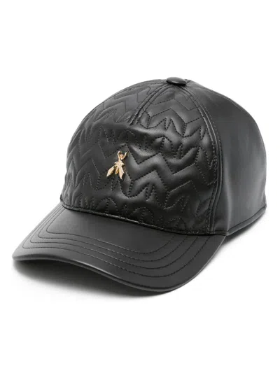 Patrizia Pepe Logo-plaque Monogram-quilted Cap In Black