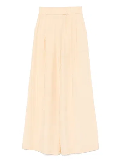 Patrizia Pepe Logo-plaque Palazzo Trousers In Brown