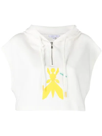 Patrizia Pepe Logo-print Cropped Hoodie In Weiss