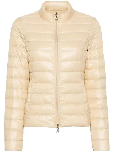 Patrizia Pepe Logo-print Padded Jacket In Beis