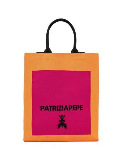 Patrizia Pepe Logo Print Tote Bag In Orange