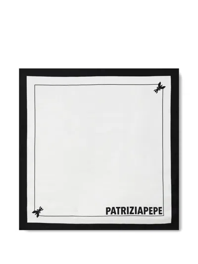 Patrizia Pepe Logo Scarf In White