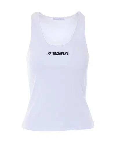 Patrizia Pepe Logo Tank Top In White