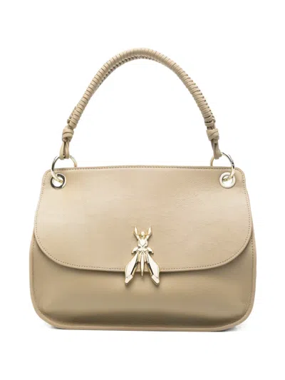 Patrizia Pepe Soft Essential Fly Leather Shoulder Bag In Neutral