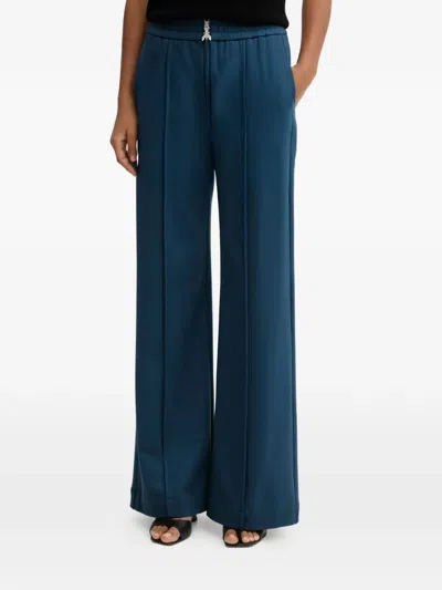 Patrizia Pepe Logo-zipper Straight Trousers In Blue