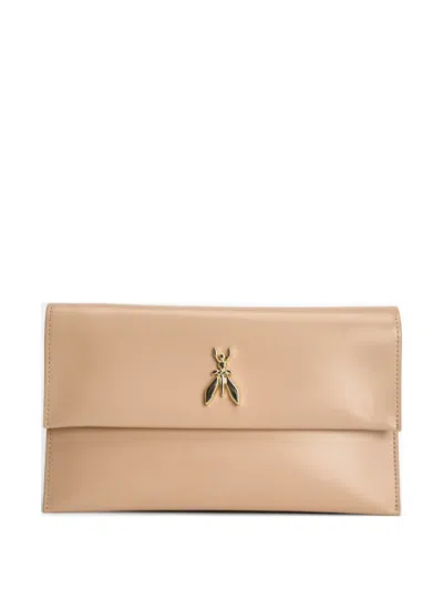 Patrizia Pepe Logo-detail Clutch Bag In Brown