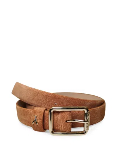 Patrizia Pepe Logo-detail Square-buckle Belt In Brown
