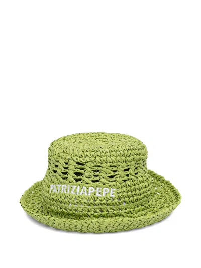 Patrizia Pepe Logo-embroidered Bucket Hat In Green