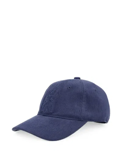 Patrizia Pepe Logo-embroidered Corduroy Baseball Cap In Blue