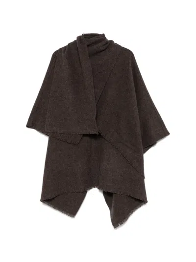 Patrizia Pepe Logo-embroidered Fringed Cape In Multi