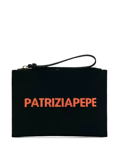 Patrizia Pepe Logo-intarsia Pouch In Black