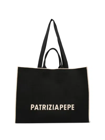 Patrizia Pepe Logo-knit Tote Bag In Black