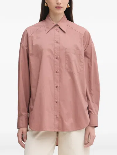 Patrizia Pepe Logo-patch Oversized Shirt In Pink