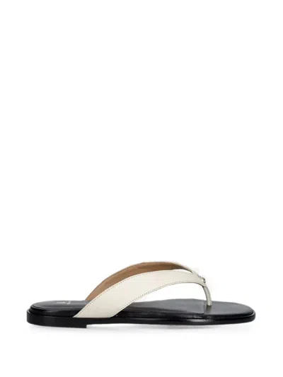 Patrizia Pepe Logo-plaque Calf Leather Flip-flops In White