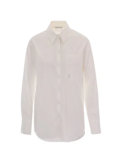 Patrizia Pepe Logo-plaque Chest-pocket Shirt In Neutral