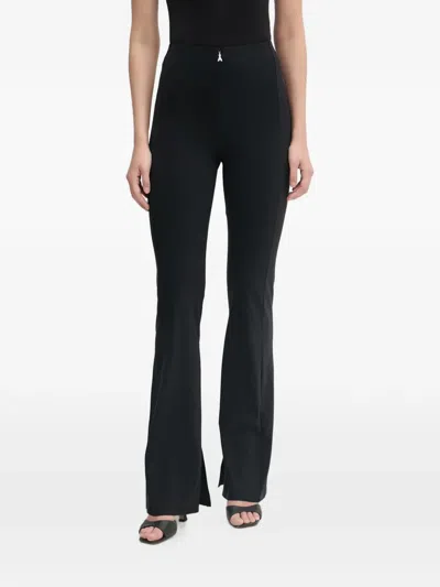 Patrizia Pepe Logo-plaque Flared Trousers In Black