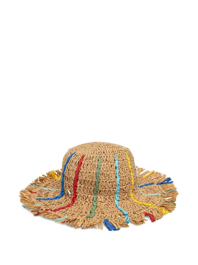 Patrizia Pepe Logo-plaque Fringed Hat In Gold