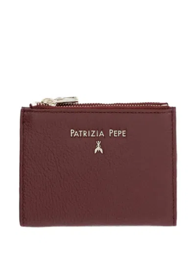Patrizia Pepe Logo-plaque Leather Wallet In Brown