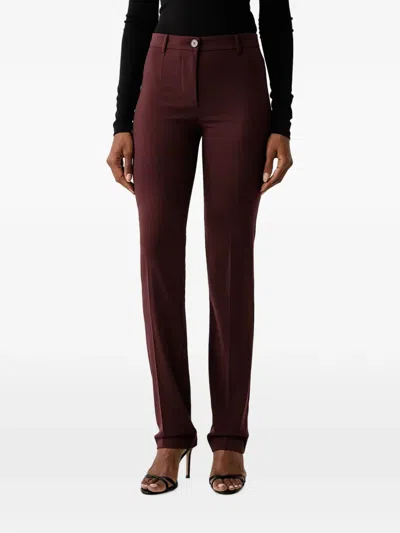 Patrizia Pepe Logo-plaque Pressed-crease Trousers In Red