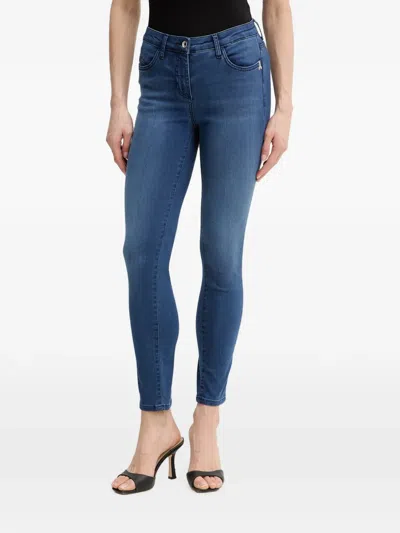 Patrizia Pepe Logo-plaque Skinny-cut Jeans In Blue